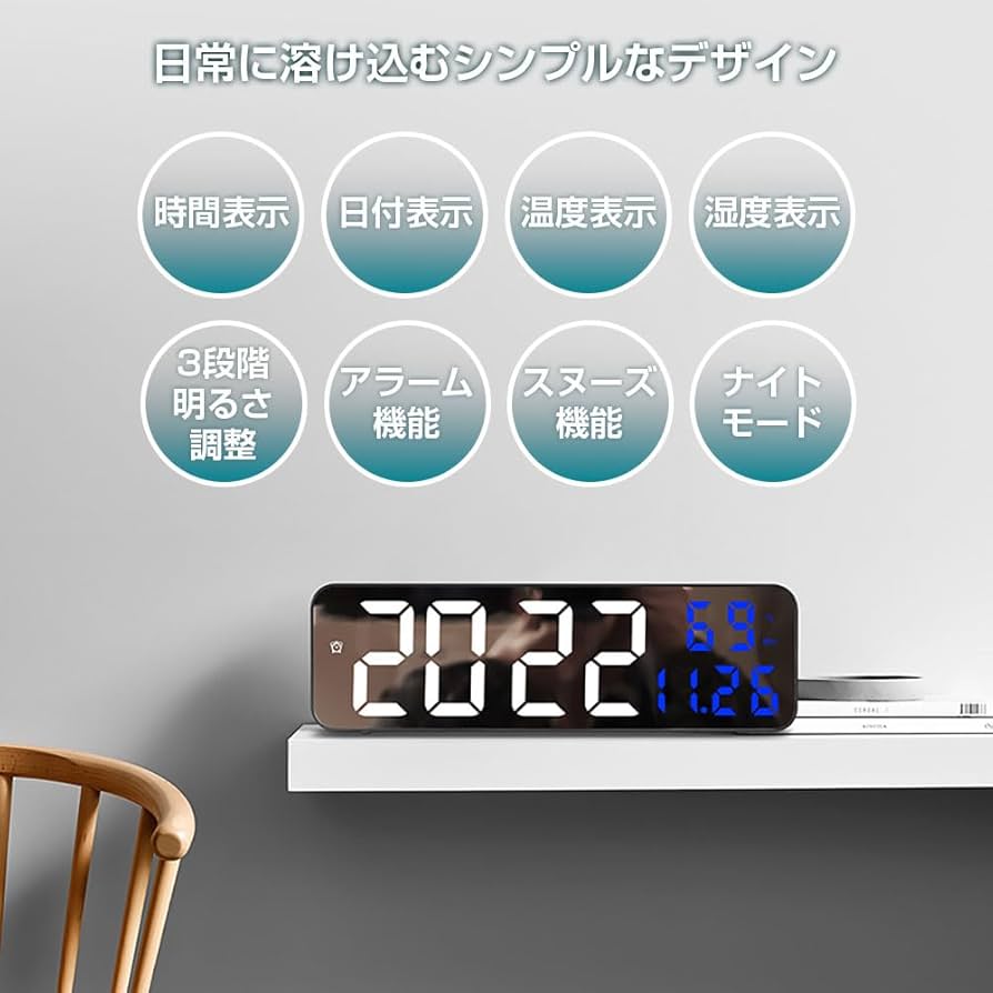 Amazon.co.jp: ism 置き掛け両用 温湿度計 LEDデジタル時計 USB